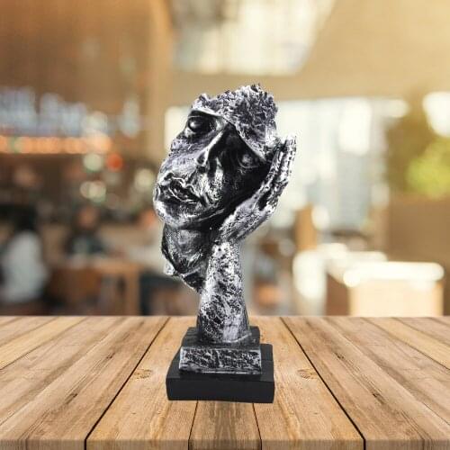 HLO 2021 New Modern I Have Not Heard Silver Mask Trinket Creativity Posture Decorate Statue Elegant Polyester Handcraft Trendy