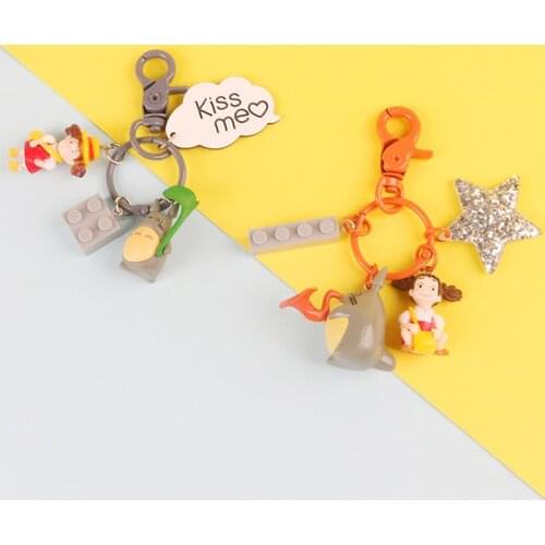 New Movie My Neighbor Totoro Keychain Chinchilla Keyrings Pendant Bag Charms Women Purse Accessory for Miyazaki Hayao Comic Fans