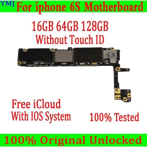 For iphone 6S 4.7inch Motherboard Original unlocked Logicboard 16GB 64GB 128GB MB Plate for iphone 6S Mainboard without Touch ID