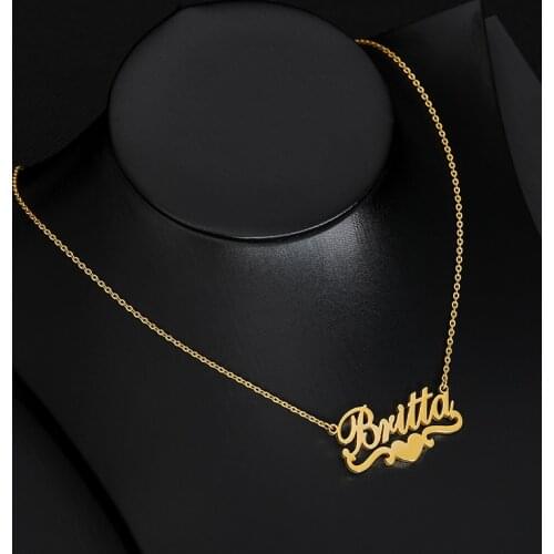 Heart Ribbon Name Necklace,Custom Name Necklace,Silver stainless steel Chain Choker,Custom Jewelry, Women Gift Collar Mujer