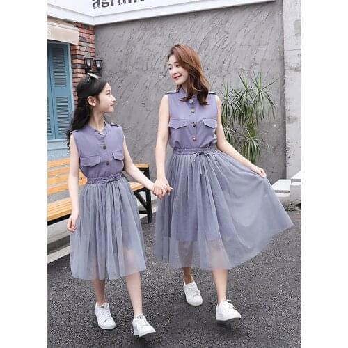 Mother Daughter Macthing Dresses Family Set Summer Costume Mom Mum Baby Mommy and Me Clothes Fashion Women Girls Dress