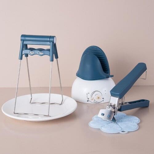 Anti-scalding Non-slip Take Bowl Tray Clip Insulation Mat Gloves Clamp Tool Set Clip Insulation Mat Gloves Clamp Tool Set