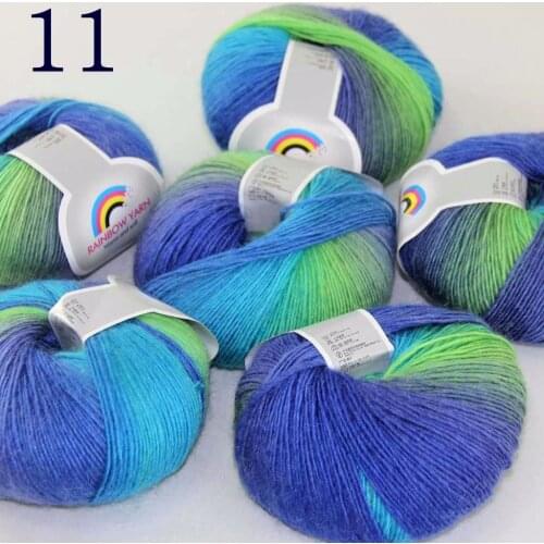 Sale Soft 6X50gr ballCashmere Wool Colorful Rainbow Wrap Shawl DIY Hand Knit Yarn Blue Turquoise Navy Green 524-11-6
