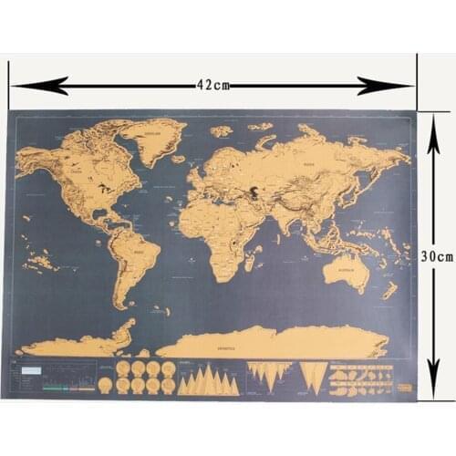 Scratch off Journal retro World globe Map Personalized Atlas Poster with country Flag decoration for office school 42*30 CM