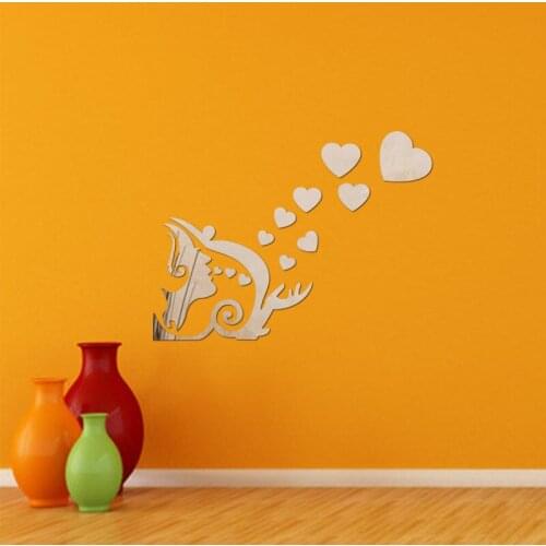 JM154 Romantic European and American Acrylic Mirror Wall Sticker Beauty Flower Mirror Sticker Bedroom Decoration