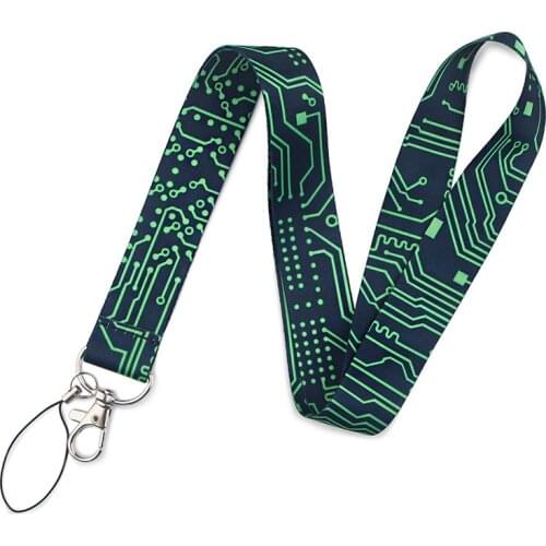Circuit Board Lanyards Keychain Computer Geek Mobile Phone Hanging Rope Fashion Creative Webbing Neck Straps Nerd Geekery Gift