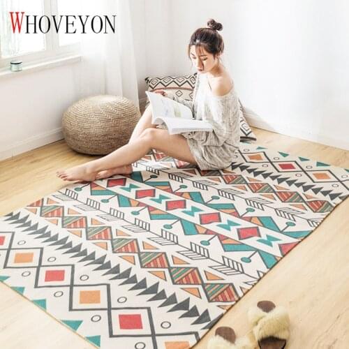 Modern Minimalist Cotton and Linen Carpet Living Room Floor Mat Multifunctional Bedroom Rug Living Room Large Carpet Area Rug