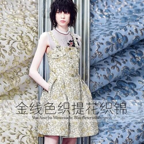 Spring new jacquard fabric gold turquoise three - dimensional brocade Tingbu fashion fabrics