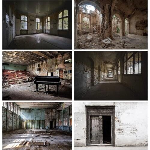 Vintage Shabby Interior Building Wall Photo Background Old Stairway Corridor Halloween Photography Studio Props 21101 ZZP-01