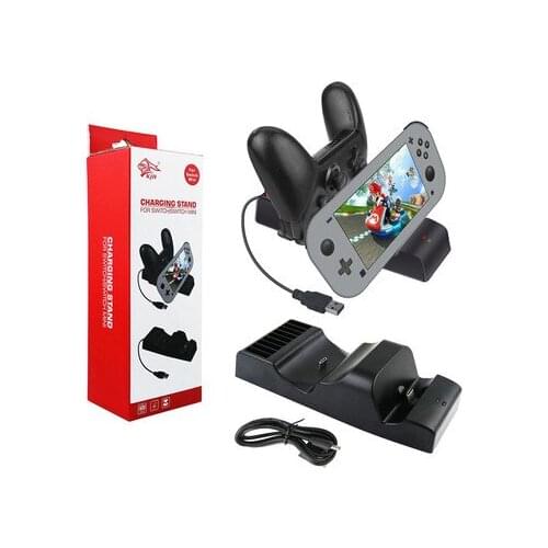 USB C LED Charger Station Charging Dock Stand with 9 Game Card Holders for Nintend Switch Pro Controller and Switch Lite Console