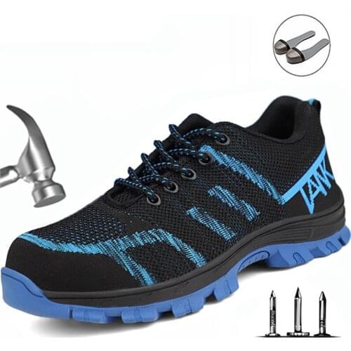 Factory Direct Labor Insurance Shoes Breathable Flying Woven Safety Shoes Steel Toe Caps Anti-smashing Stab-resistant Work Shoes
