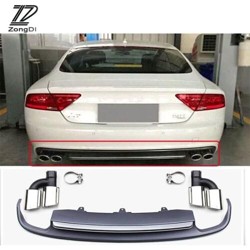 ZD 1Set For Audi A7 Standard Hatchback 2012 2013 2014 2015 Car Exhaust Pipe Tips With Rear Bumper Diffuser spoiler Accessories