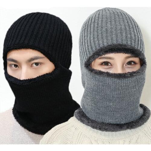 Winter Hats Beanies Fleece Men Hat Scarf Double Layers Protection cap Winter Thick Warm Breathable Wool Knitted Hat For women