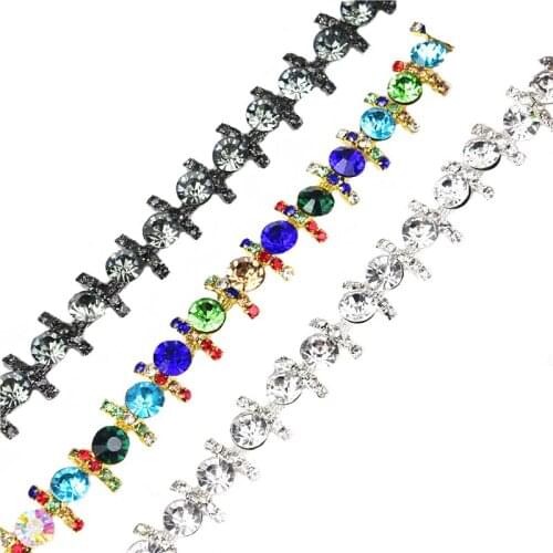 1Yard/Lot New Pattern Fancy Rhinestones Bead Trim Color Chain Strass Crystal Banding Applique Sew On Garment Dress Shoes Bags
