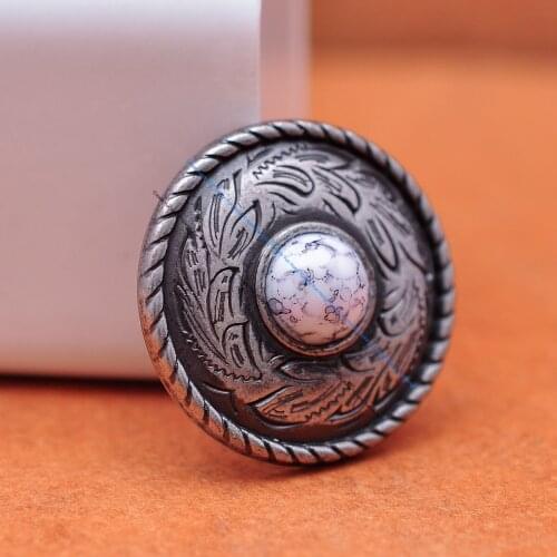 10pcs Antique Silver Rope Side Prairie Dust Flower Engraved Leather Craft Saddle Tack Turquoise Concho Button Screwback