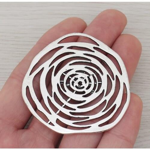 3 x Abstract Large Round Circles Charms Pendants Hollow Open for Necklace Jewelry Making Findings 54x53mm