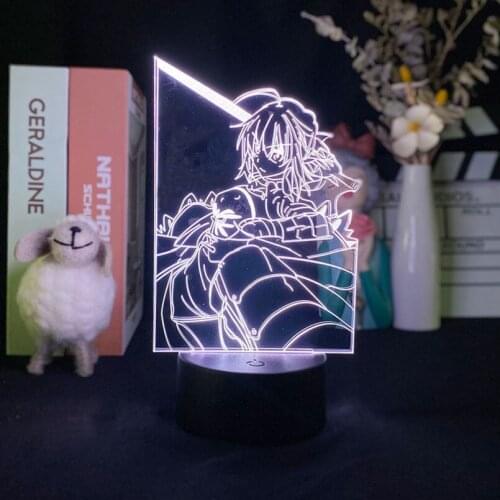 Bedroom 3D Night Light LED Fate Stay Night Anime Saber Figure Desk Lamp Acrylic Nightlight Kids Gift Gaming Room Hotel Decor
