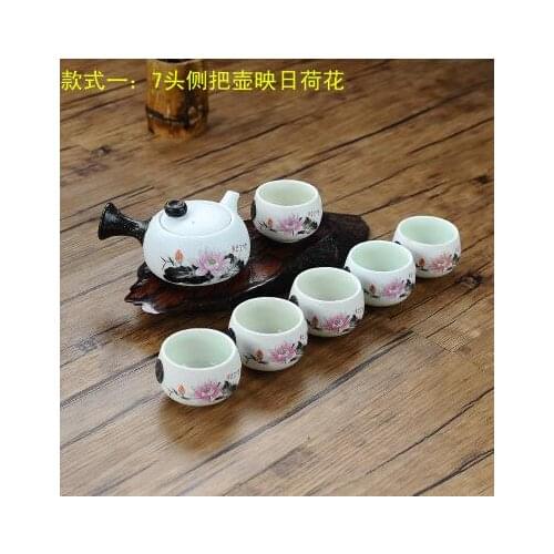 7 Pcs Kung Fu Tea Set Snowflake glaze Ceramics/Porcelain Tea Ceremony Gift Free Shipping [1 Teapot + 6 Cups]