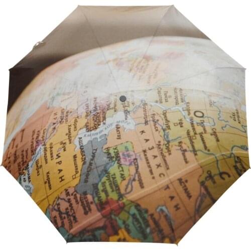 Creative Design Map Pattern Automatic Umbrella Male 3 Folding High Quality Sun Protection Umbrella Rain Women Parasol Parapluie
