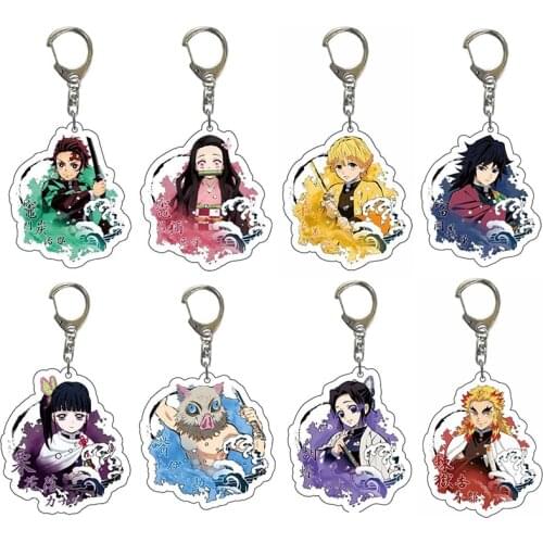 Hot Demon Slayer Kimetsu no Yaiba Family Keychain Anime Characters Kamado Tanjirou Nezuko Kanawo Zenitsu Inosuke Giyuu Key Chain