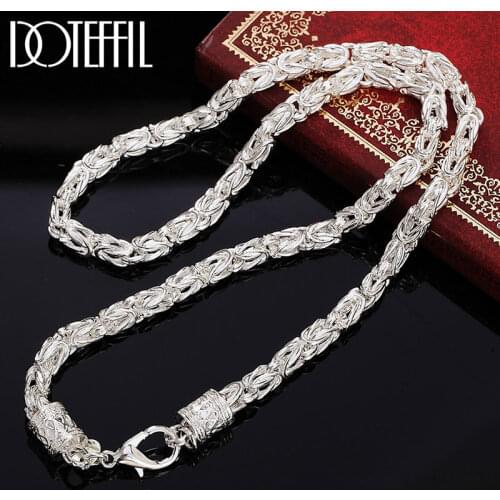 DOTEFFIL 925 Sterling Silver 20 Inch 5mm Faucet Chain Necklace For Women Man Fashion Wedding Engagement Party Charm Jewelry