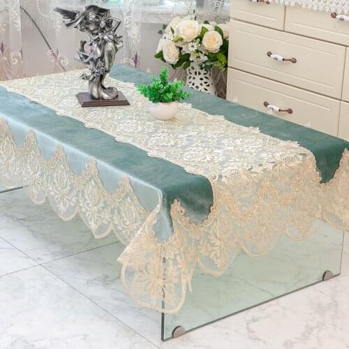 Embroidery Flower Decorative Tablecloth with Lace Square/Round/Rectangular Table Cloth for Wedding Dining Tea Table Cover