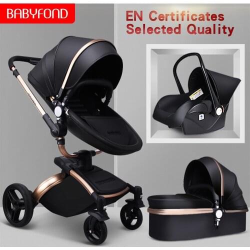Babyfond Baby Stroller 3 in 1 Luxury Pram For Newborn Bebe Fashion Carriage PU leather EU Free Shipping No Tax send gifts