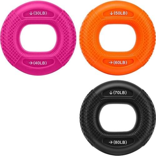 Hand Grip Strengthener Rings, 3 Pack Silicone Squeezer Gripper For Hand, 30-80LB Grip Ring Stress Relief Grip