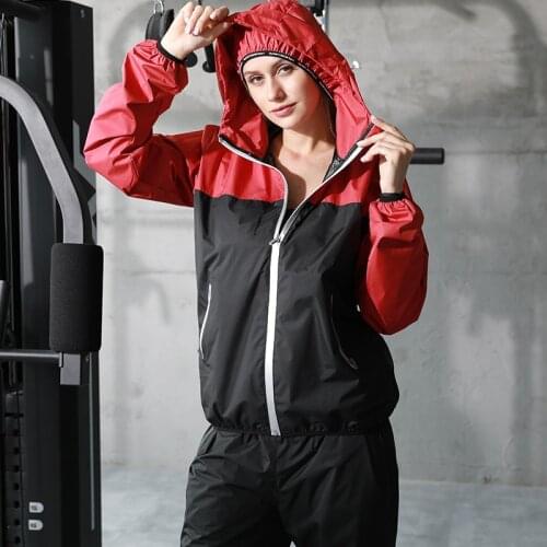 Sauna Suit Women Weight Loss Gym Workout Tracksuit Sweat Suits Boxing Gym Exercise Jacket and Pants Long Sleeve Hoodie Zipper