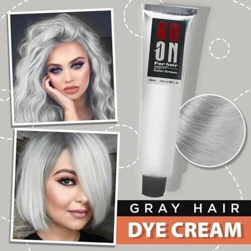 Gray Hair Dye Cream Punk Style Nature Permanent Light Silver Unisex Hair Dye Color Cream Cosmetic Beauty Hair Care