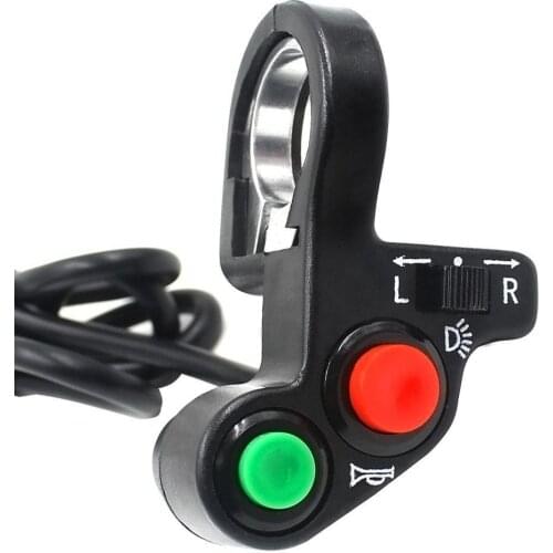 Motorcycle Bicycle Handlebar Mounting Switch Button 3 in 1 Design for LED Headlight/Speakers/Turn Signals
