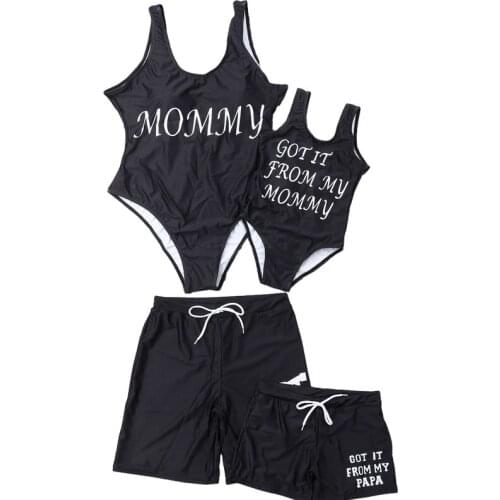 Mother Daughter Father Son Swimsuit Mommy And Me Bikini Clothes Family Look Matching Clothes Look Swimsuits Swimming Shorts 2-12