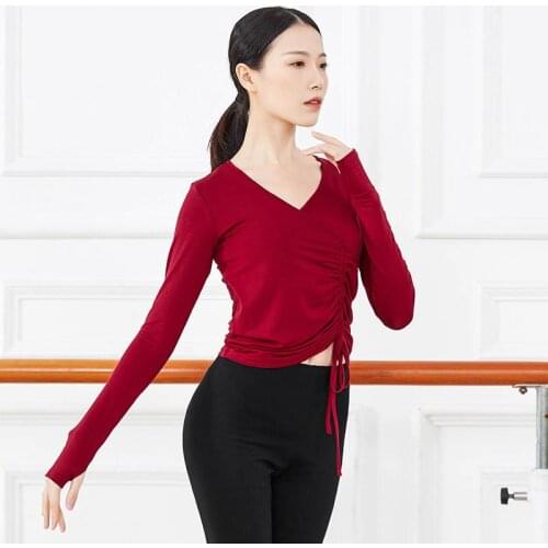 Latin Dancing Shirt Bandage Design Women Sexy Ballroom Modern Salsa Tango Costume Tops Long Sleeve Shirts Modal Female Dancewear