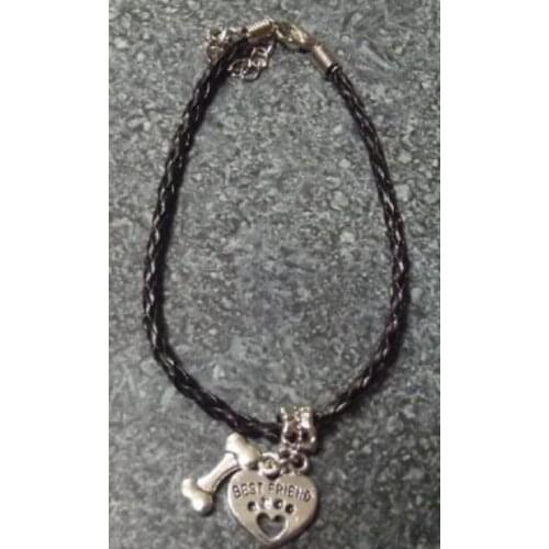 Best Friends Dog Paw Prints bone Bracelets Vintage Silver Lucky Charm Amulet Jewelry Making Wristband For Women NEW 10pcs