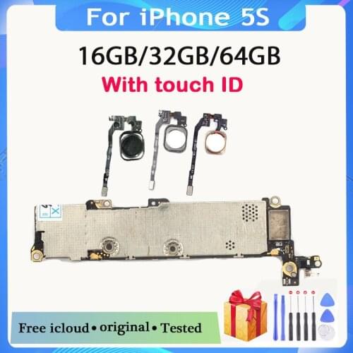 100% Original unlocked for iphone 5S Motherboard Without Touch ID/With Touch ID,for iphone 5S Logic boards,16gb / 32gb / 64gb