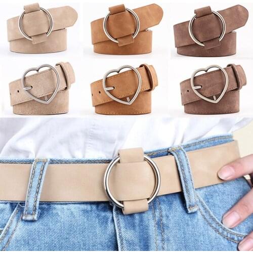 Fashion Women Leather Belt Newest Round Buckle Waistband Female Leisure Jeans Wild Without Pin Metal Buckle Women Strap Belts