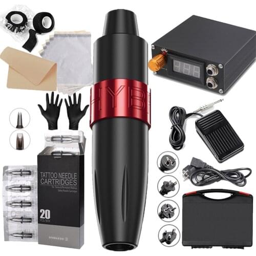 Professional Tattoo Machine Kits Permanent Makeup Beauty Supply Set Tattoo Rotary Pen Box Cartridge Needles Tattoo Accessories