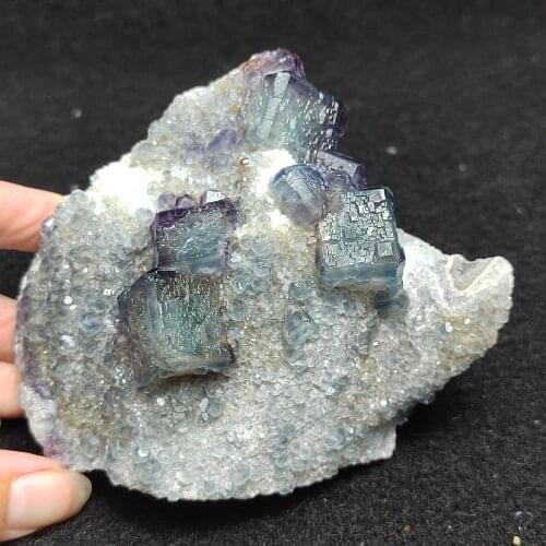 360.4g100% natural rare blue fluorite mineral specimen stone and crystal energy healing stone decorated with Quartz Gemstone