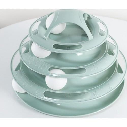 New Funny Interactive Cat Toys 4-layer Turntable Toy Cat Catching Ball Game Toys 4-Level Tower Tracks Ball Cat Toy Pet supplies