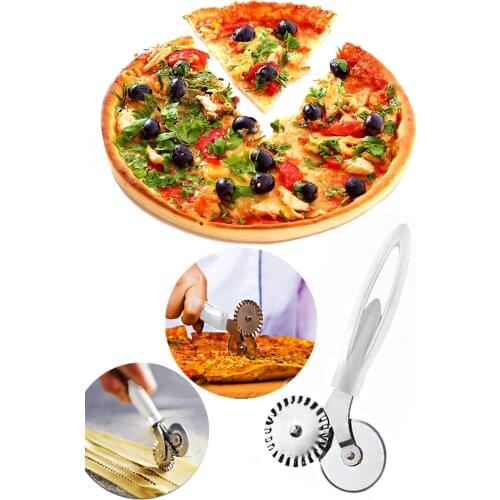 Dough, Pizza, Pie Cutting Knife Double Head pizza cutting tool wheel blade easy cut practical kitchen knife