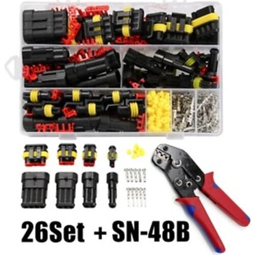 26Sets 352PCS Car Wire Connector Plug Automotive Waterproof 1/2/3/4 Pin Motocycle Truck Harness Male Female Crimping Pliers