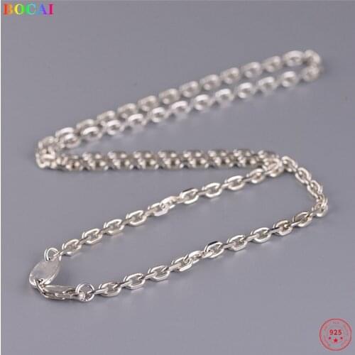 BOCAI Real s925 sterling silver necklace 2020 new fashion Thai silver necklace for men and women antique style