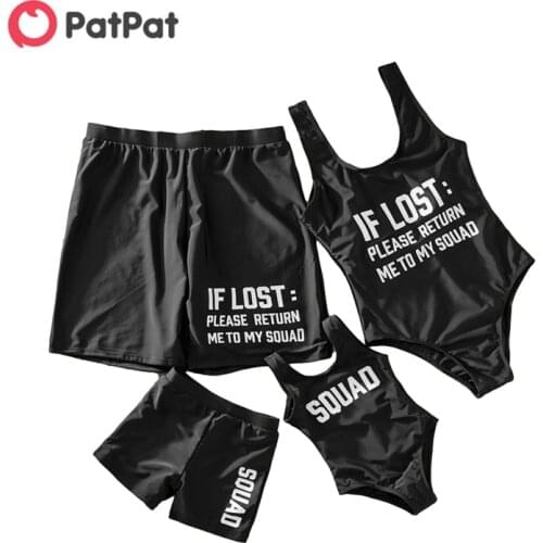 PatPat 2021 New Summer Classic Letter Print Family Matching Swimsuits Family Look Swimwear Suits Jumpsuits