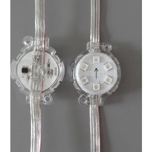 20pcs a string;40mm diameter UCS1903 RGB full colo addressable pixel module;DC24V input;6leds inside;IP68 rated;flat clear cover