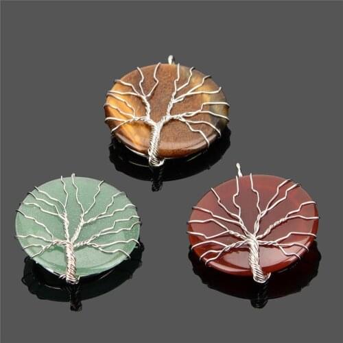 Retail 1pc Natural stone handmade pendant jewelry with round shape original stone creative travel commemoration business gift