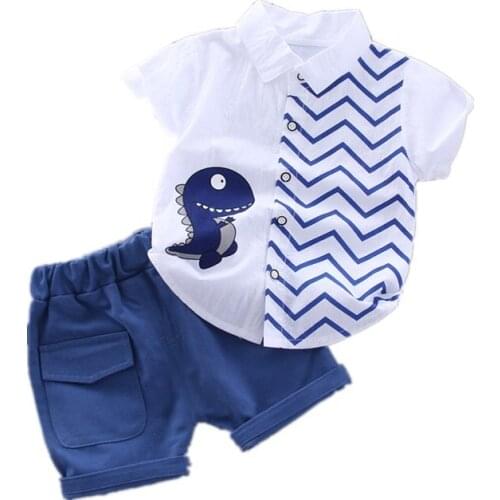 New Summer Baby Clothes Suit Children Boys Cartoon Stripes Shirt Shorts 2Pcs/sets Toddler Casual Clothing Infant Kids Tracksuits