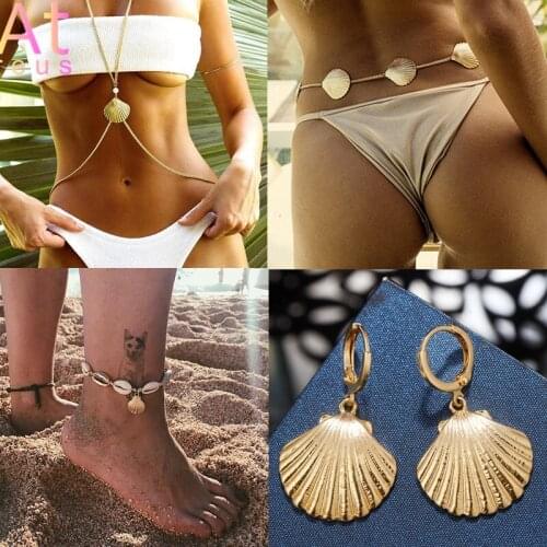 Sexy Metal Shell Pearl Beads Body Chain Beach Style Waist Chain Body Jewelry Summer Bikini Decor Gold Jewelry Gift For Women