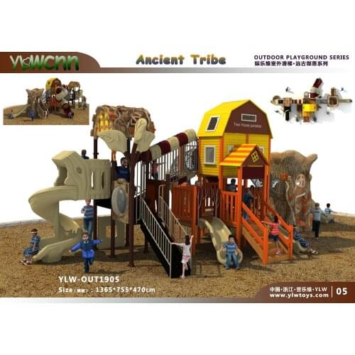 CE,TUV 2019 kids plastic outdoor playground amusement park high quality children play structure YLW-OUT1905