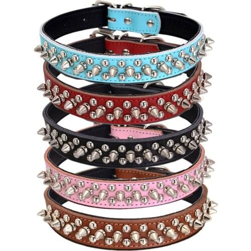 Spiked Studded Small Large Cat Collar Rivet Accessory Hond Neck Strap For Kitten Necklace Leather PU Pitbull BullCat Pet
