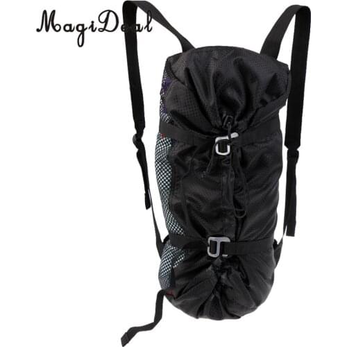 MagiDeal Folding Rock Climbing Rope Bag Backpack with Ground Sheet & Straps Black for Camping Travell Outdoor Sports Equipment